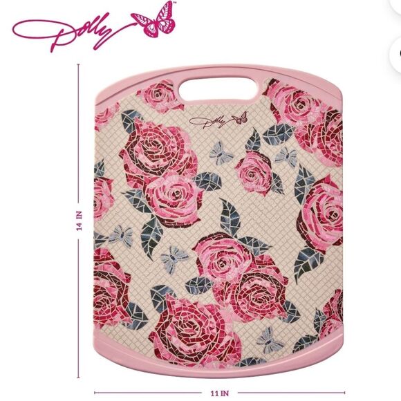 Dolly Parton Rose Pattern Cutting Board - Picture 6 of 15